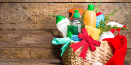 Christmas Cleaning Products In A Basket