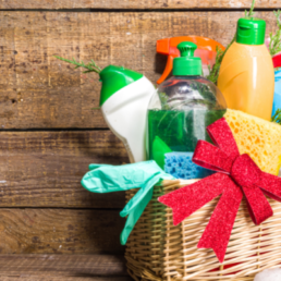 Christmas Cleaning Products In A Basket